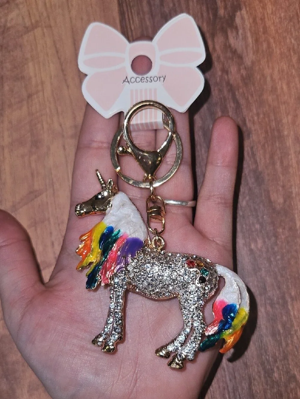 Unicorn Keychain with Rainbow Accents